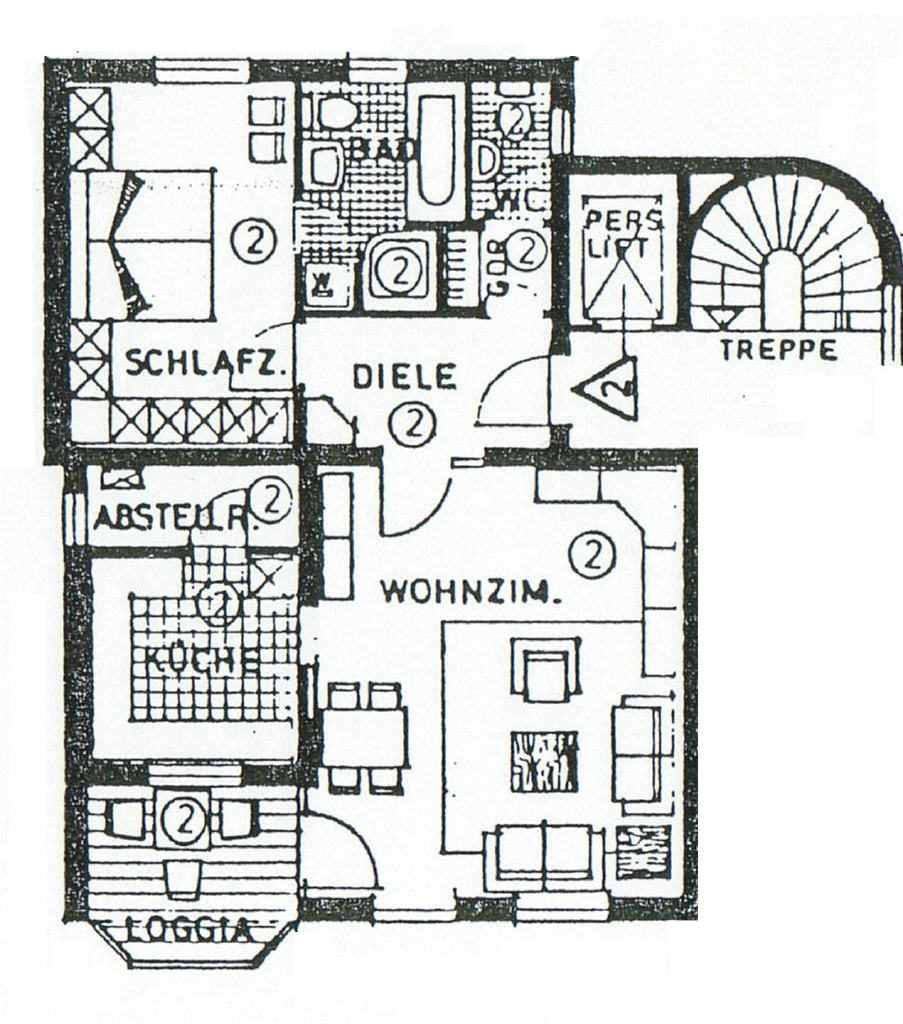 Vermietete Eigentumswohnung mit Loggia und TG-Stellplatz — Grundriss