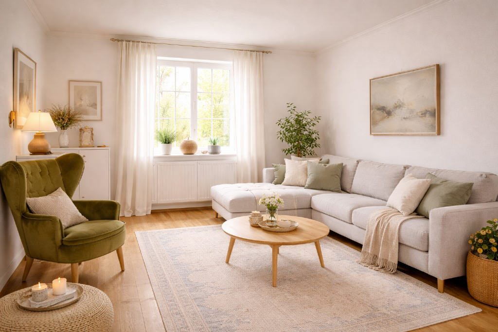 Wohnen am Augustaplatz - Helle 3-Zimmer-Eigentumswohnung mit Balkon und Charme — Wohnbereich