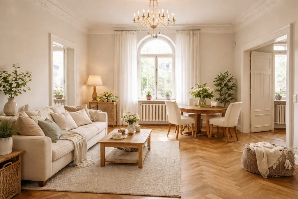 Historischer Charme, modern interpretiert — Wohnbereich